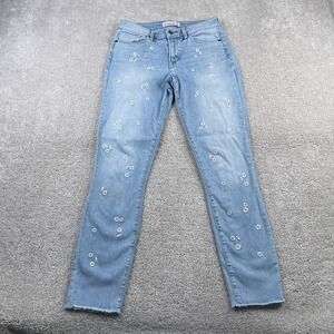 Abercrombie Jeans Womens 4 Long Blue Super Skinny Ankle Embroidered‎ Flowers